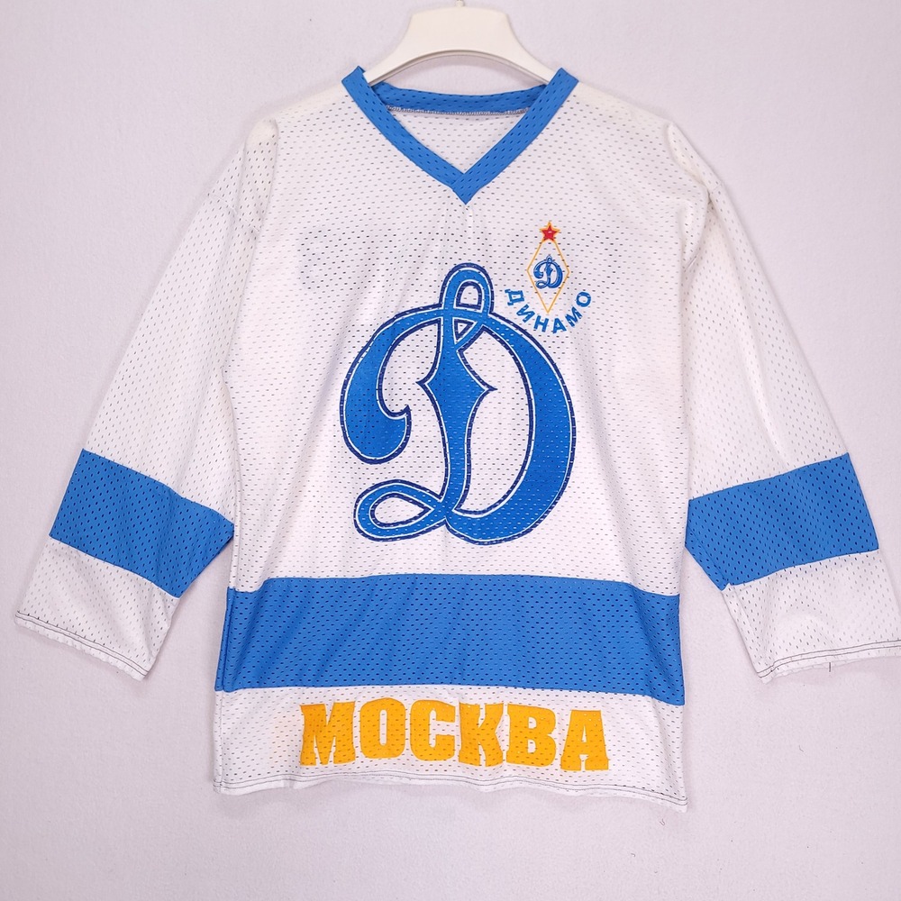 Vintage Dynamo Moscow Semenov 15 Hockey Jersey White Blue Mesh Mens L